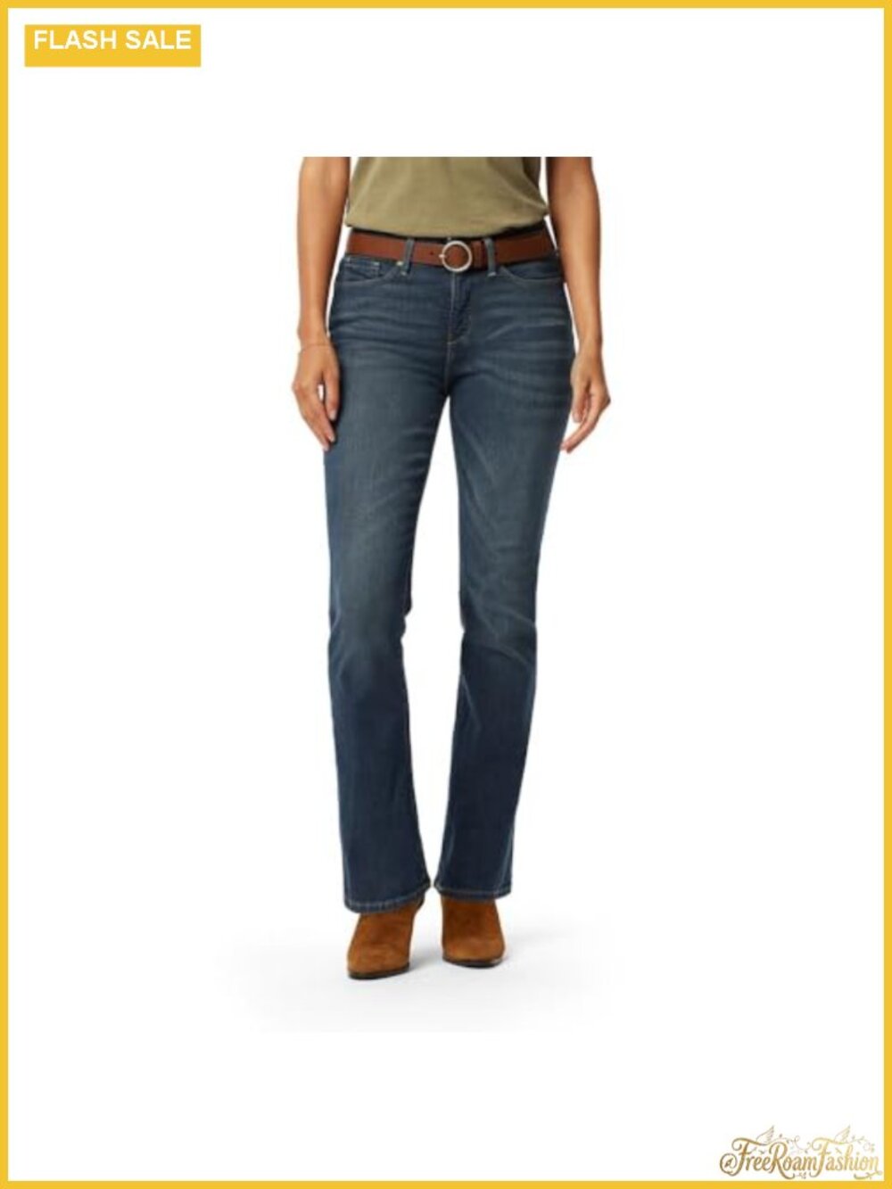Totally Shaping Mid Rise Bootcut Jeans Super-Stretch Denim Tummy Control
